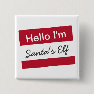 Hello Im Santas Elf (Customizable name tag) Button