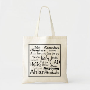 Hello in Different Languages Tote Bag Tragetasche