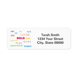 Hello in Many Languages Personalize Rücksendeadres