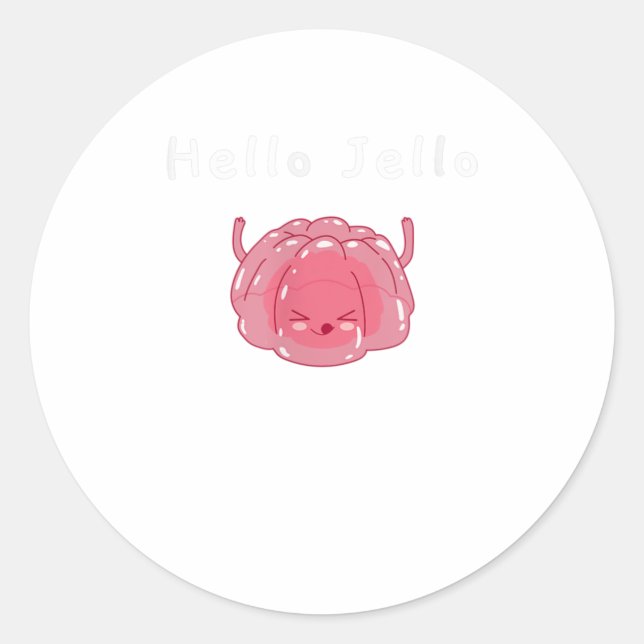 Hello Jello Niedlich Gelatin Pun TShirt Runder Aufkleber (Vorderseite)