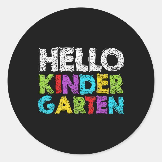 Hello Kindergarten Funny Back To School Student &a Runder Aufkleber (Vorderseite)
