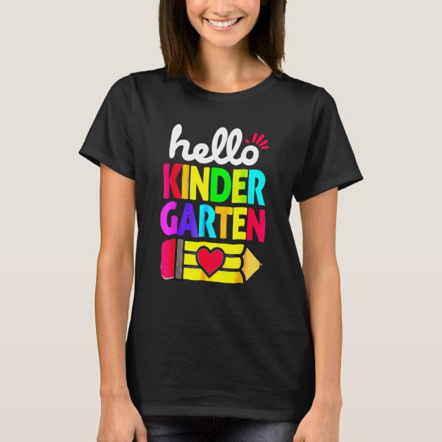 Hello Kindergarten Pencil Heart Back To School Tea T-Shirt (Vorderseite)