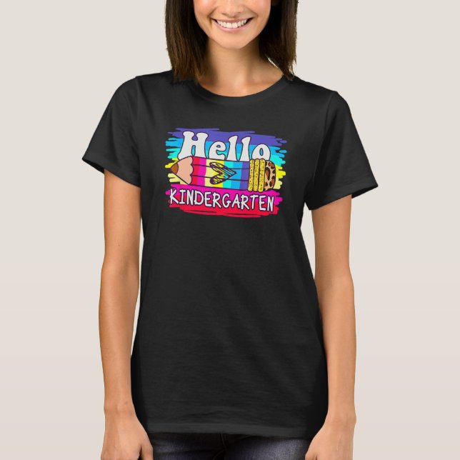 Hello Kindergarten Pencil Leopard Back To School T T-Shirt (Vorderseite)