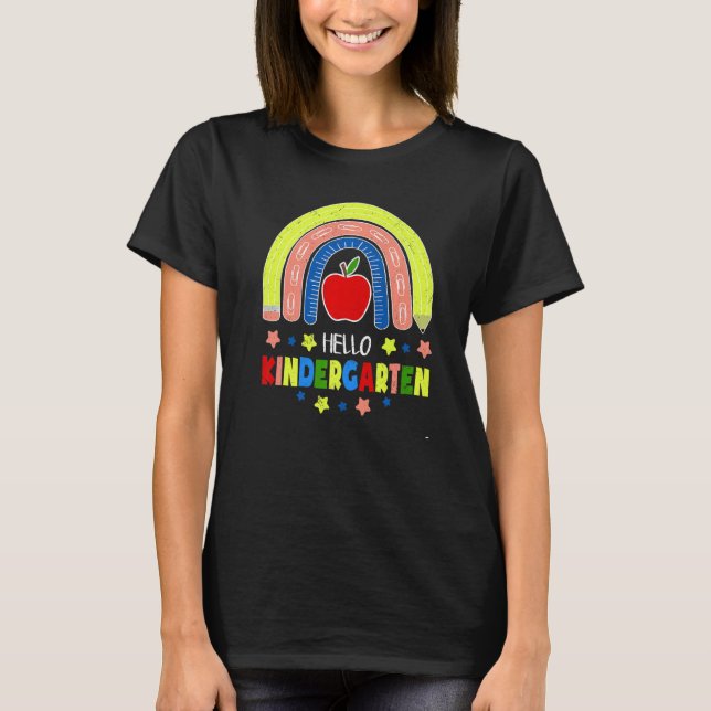 Hello Kindergarten Rainbow Team Back To School T-Shirt (Vorderseite)