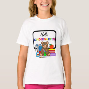 Hello Kindergarten School Bear Girl's T - Shirt 2