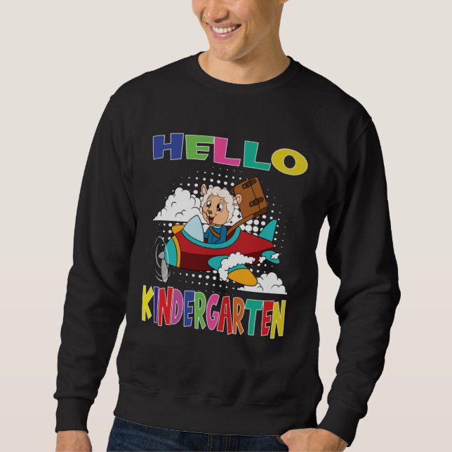Hello Kindergarten Sheep Flying Plane Sweatshirt (Vorderseite)