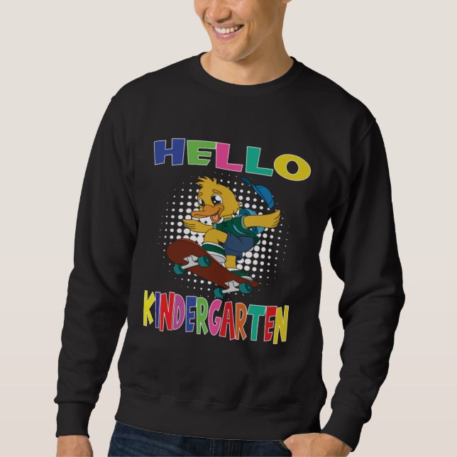 Hello Kindergarten Skateboarding Duck Sweatshirt (Vorderseite)
