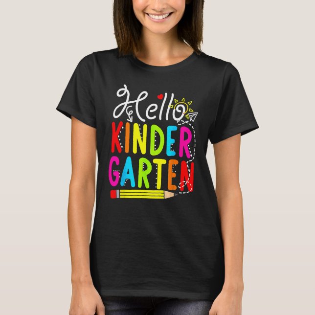 Hello Kindergarten Teacher Student Back To School  T-Shirt (Vorderseite)