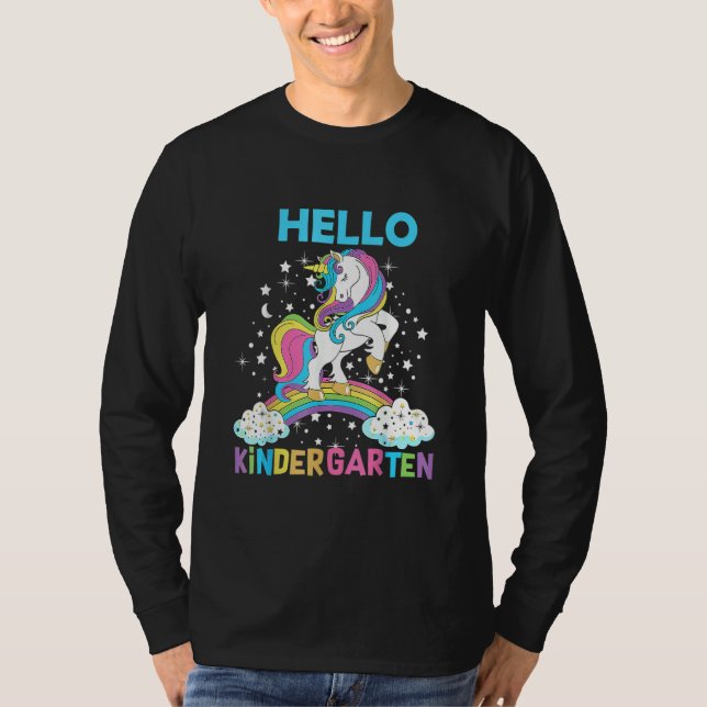 Hello Kindergarten Unicorn Here I Come Kindergarte T-Shirt (Vorderseite)