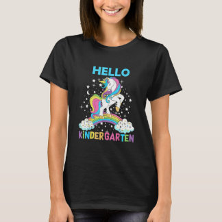 Hello Kindergarten Unicorn Here I Come Kindergarte T-Shirt