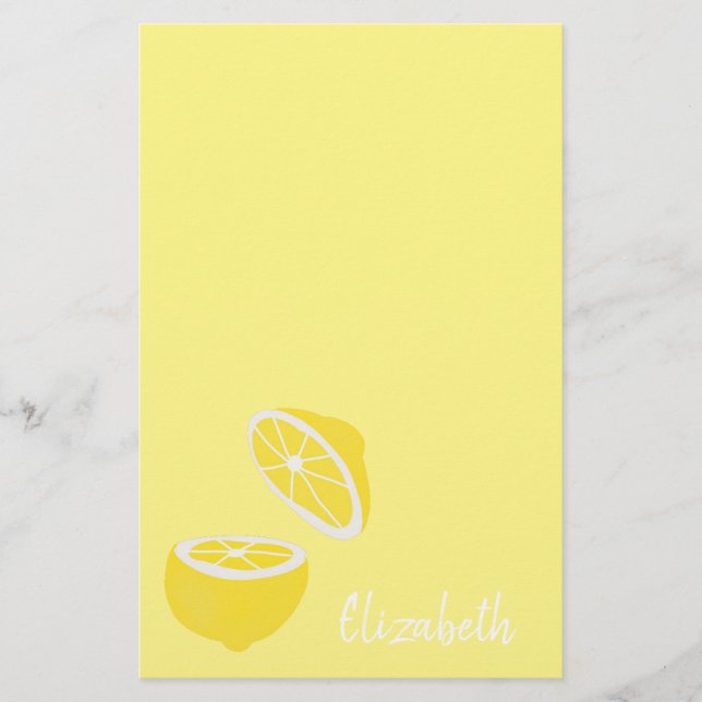 Hello Lemon modern yellow Frucht Briefpapier (Vorderseite)