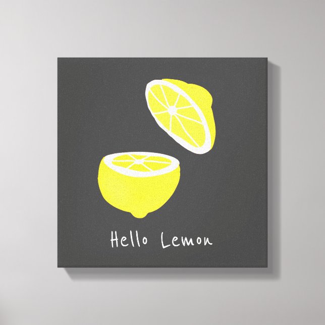 Hello Lemon modern yellow Frucht Leinwanddruck (Vorderseite)