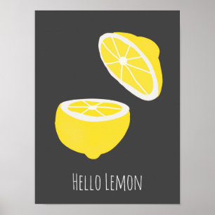 Hello Lemon modern yellow Frucht Poster