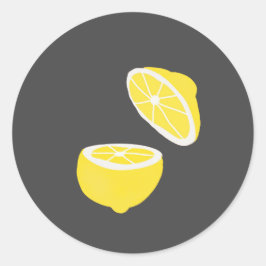 Hello Lemon modern yellow Frucht Runder Aufkleber