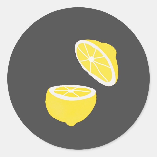 Hello Lemon modern yellow Frucht Runder Aufkleber (Vorderseite)