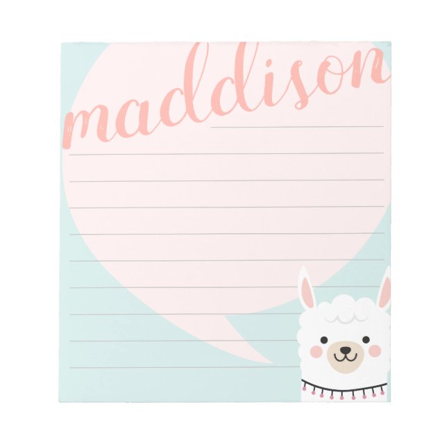 Hello Litama Pink Green Personalisiert Notepad Notizblock (Vorderseite)