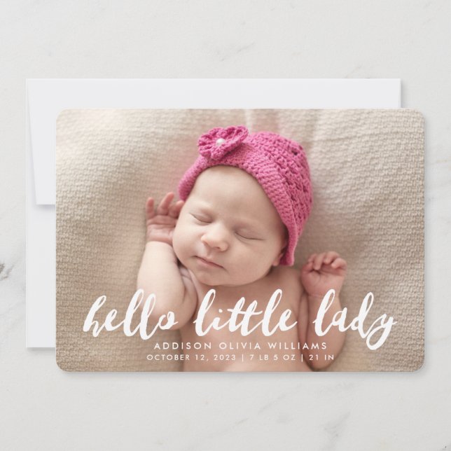 Hello Little Lady | Ankündigung von Foto zur Gebur (Vorderseite)