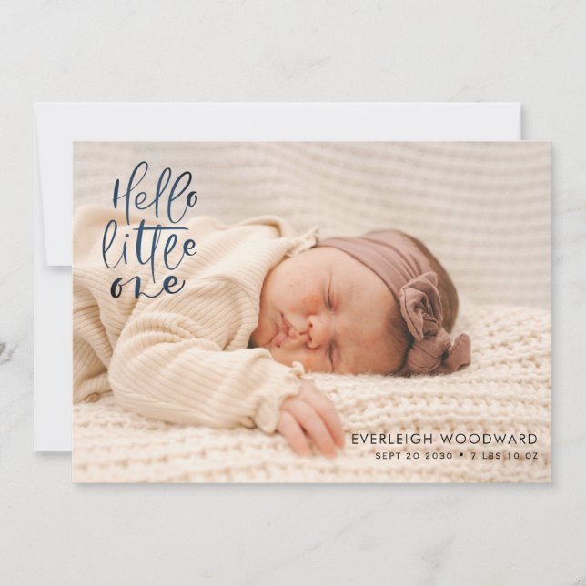 Hello Little One 2 Baby Fotos Collage Birth Stats Ankündigung (Vorderseite)