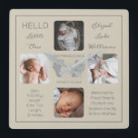Hello Little One Baby Four Foto Square Wall Clock Quadratische Wanduhr<br><div class="desc">Mit diesem "Hello Little One" 4-Foto-Design, das den Namen Ihres Babys, die Geburtenstatistik, die Namen der Eltern und Geschwister enthält, können Sie einen Sake kreieren, den Sie sich ein Leben lang wünschen. In der Mitte sind zwei Vorlagenzeilen für Ihre persönliche Nachricht oder Sie können unsere verwenden. Diese Nachricht befindet sich...</div>
