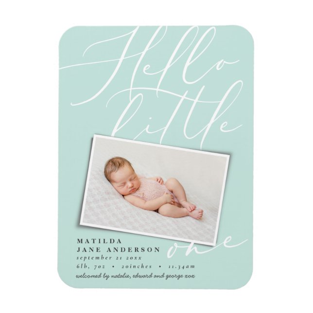 Hello little one chic modern foto magnet (Vertikal)