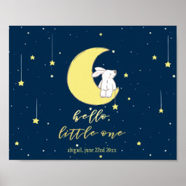 Hello Little One - Niedlich Bunny on Moon Kinderzi Poster