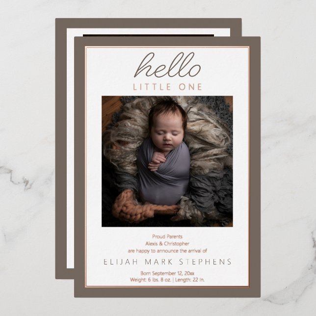 Hello Little Two Photo Baby Faire-part de naissanc (Recto/Verso)