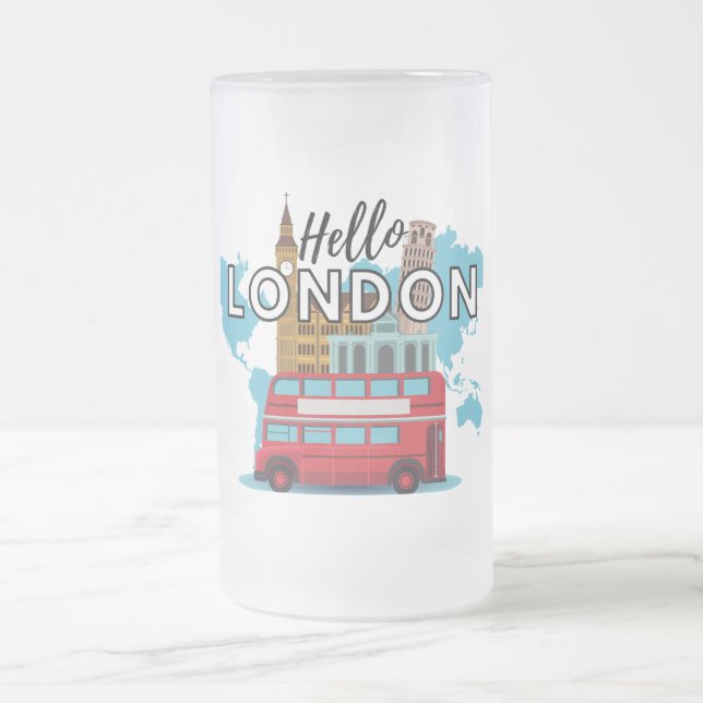 Hello London Mattiert Glass Beer Tasse (Mittel)