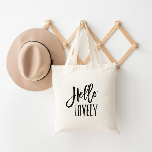 Hello Lovely   Brush Letted Typografy Tragetasche