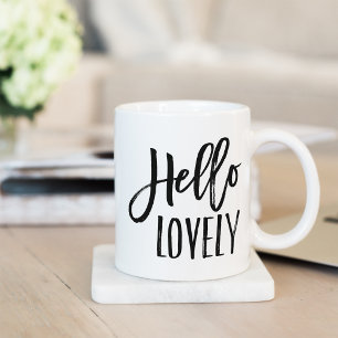 Hello Lovely   Moderne Typografie Kaffeetasse