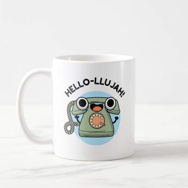 Hello-lujah Funny Telefone Pun Kaffeetasse (Links)