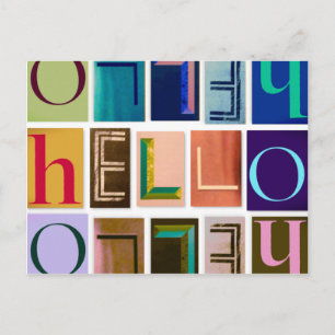 Hello Magazine Cutout Letters Typografy Postcard Postkarte