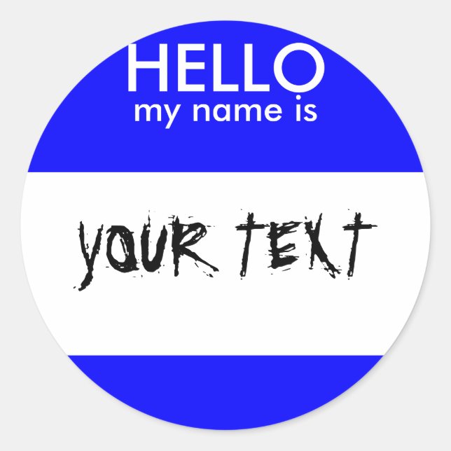 HELLO mein Name ist (BLUE) Runder Aufkleber (Vorderseite)