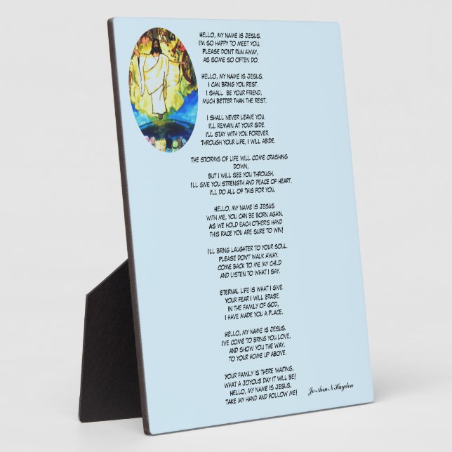 HELLO MEIN NAME IST JESUS-Gedicht Fotoplatte (Seite)