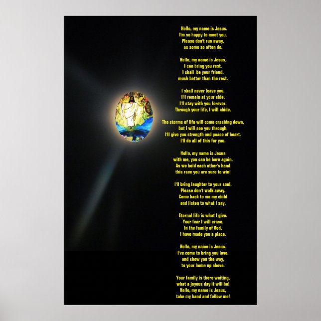 HELLO MEIN NAME IST JESUS-Gedicht Poster (Vorne)