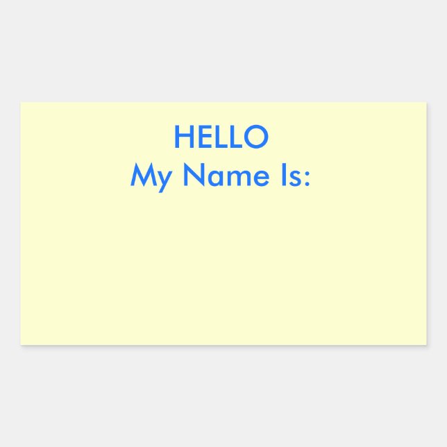 HELLO Mein Name ist: Rechteckiger Aufkleber (Vorderseite)