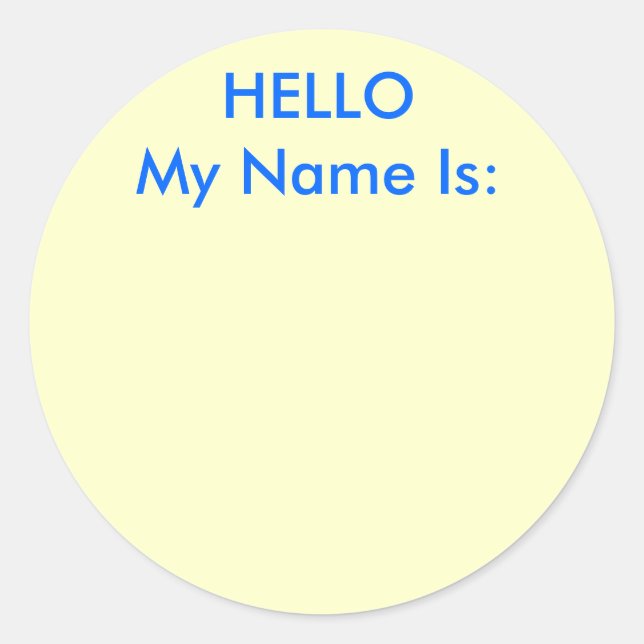 HELLO Mein Name ist: Runder Aufkleber (Vorderseite)