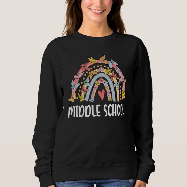 Hello Middle School Rainbow Teachers Back to Schoo Sweatshirt (Vorderseite)