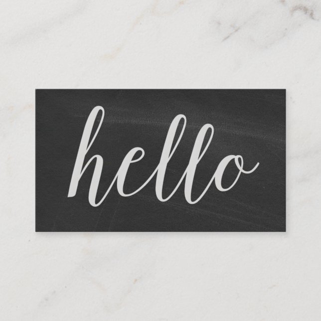 Hello Modern Chalkboard Business Cards Visitenkarte (Vorderseite)