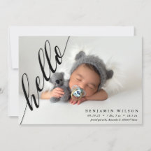 Hello Modern Foto Baby Birth Ankündigung