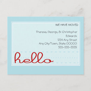 Hello Moving Announcement Ankündigungspostkarte