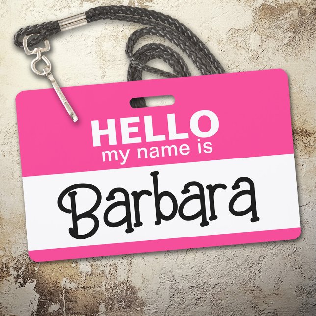 Hello my name is - Pink - Custom Halloween Costume Ausweis (Hello Name Badge with Custom Name)