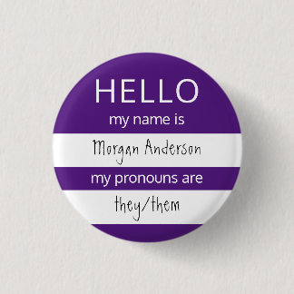 HELLO Name und Pronouns Abzeichen Button