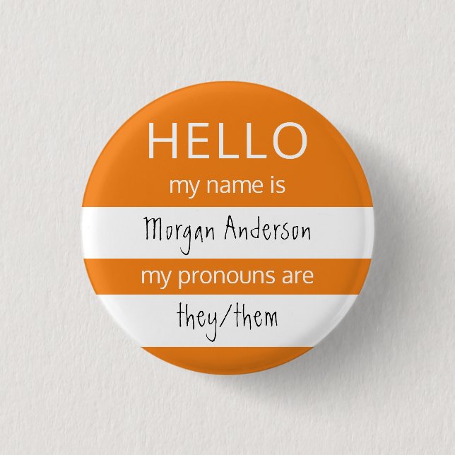 HELLO Name und Pronouns Abzeichen Button (Vorderseite)