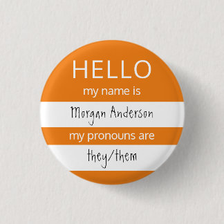 HELLO Name und Pronouns Abzeichen Button
