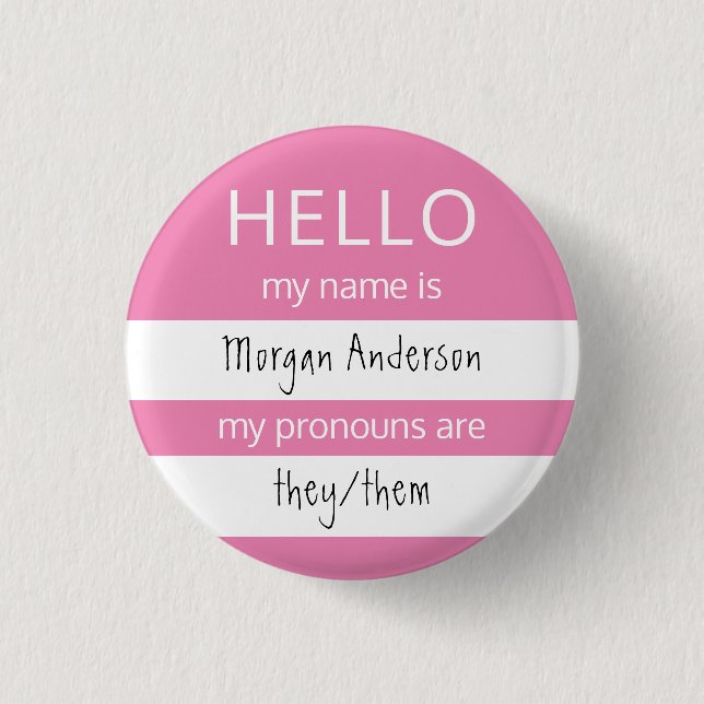HELLO Name und Pronouns Abzeichen Button (Vorderseite)