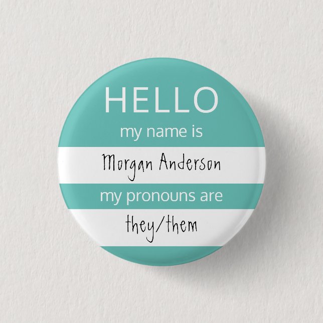 HELLO Name und Pronouns Abzeichen Button (Vorderseite)