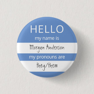 HELLO Name und Pronouns Abzeichen Button