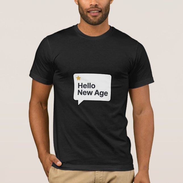 Hello New Age Simple Birthday T Shirt Minimal Desi (Vorderseite)