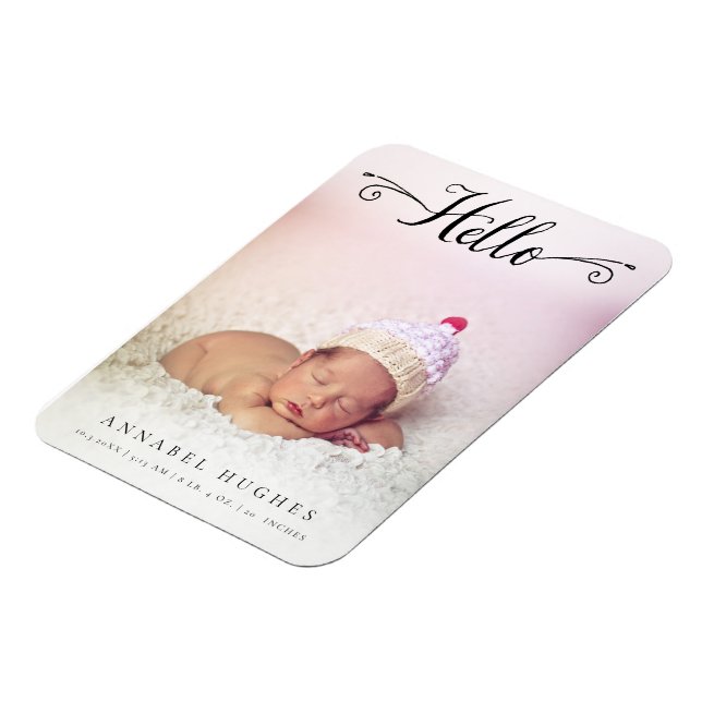 Hello New Baby Girl Boy Personalisiert Foto Magnet (Linke Seite)