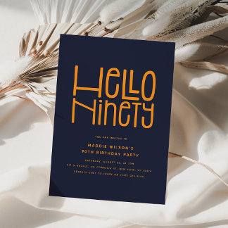 HELLO NINETY Moderne 90. Geburtstag Einladung